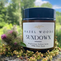 Jar of Hazelwoods Sundown magnesium tallow balm for muscle relief, relaxation and better sleep