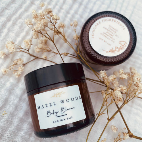 Jar of Hazelwoods Baby Bloom tallow balm with calendula and Roman chamomile for baby and sensitive skin